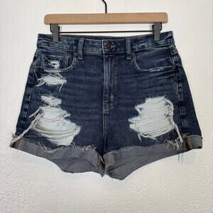 American Eagle Stretch Mom Short Distressed Rolled Hem Size 8